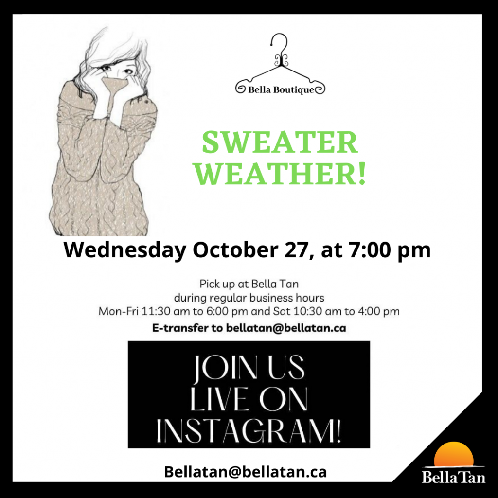 Bella Tan Instagram Lives Shopping Live with Bella Tan October 27 2021 Sweater weather